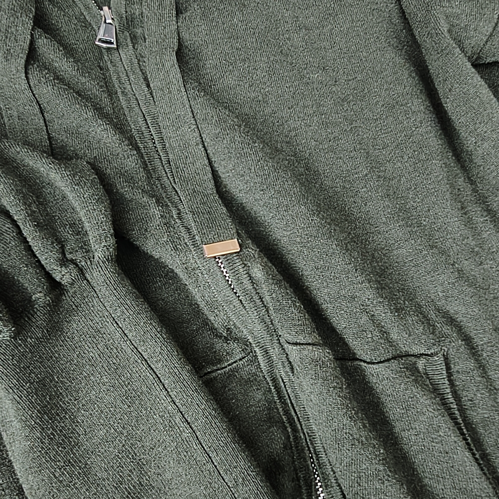 Cyrus Women's Forest Green Zip-Up Sweater